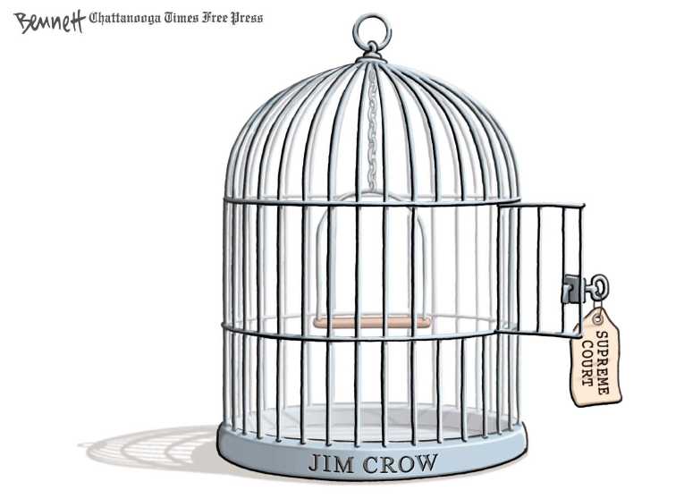 Political/Editorial Cartoon by Clay Bennett, Chattanooga Times Free Press on Court Guts Voting Rights Act