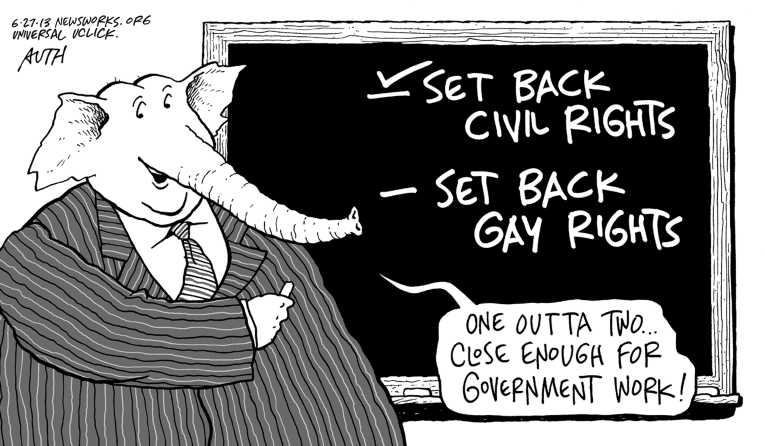 Political/Editorial Cartoon by Tony Auth, Philadelphia Inquirer on GOP Zeroes In on Abortion