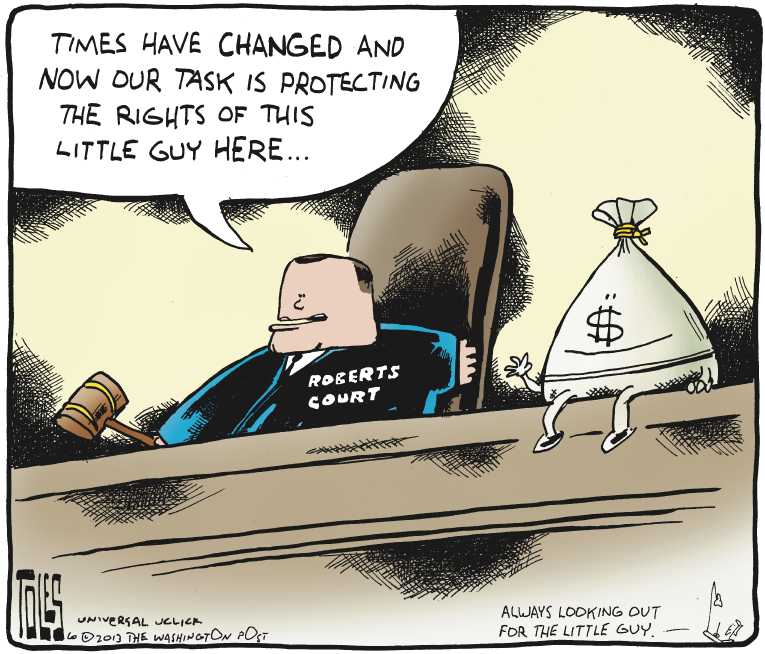 Political/Editorial Cartoon by Tom Toles, Washington Post on Justices Explain Voting Act Decision