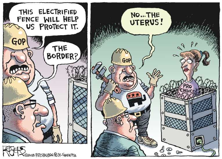 Political/Editorial Cartoon by Rob Rogers, The Pittsburgh Post-Gazette on Republicans Fighting for Life