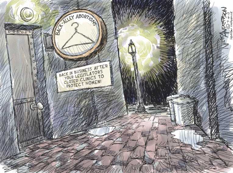 Political/Editorial Cartoon by Nick Anderson, Houston Chronicle on Republicans Fighting for Life