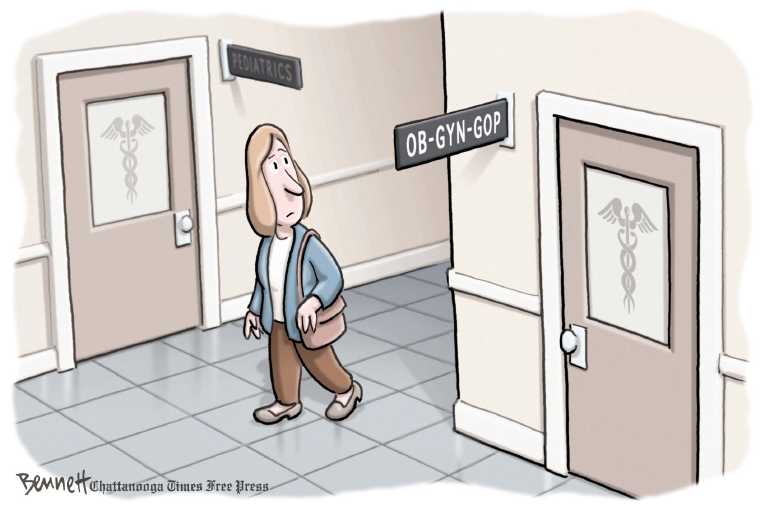 Political/Editorial Cartoon by Clay Bennett, Chattanooga Times Free Press on Republicans Fighting for Life
