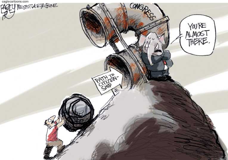 Political/Editorial Cartoon by Pat Bagley, Salt Lake Tribune on Republicans Fighting for Life