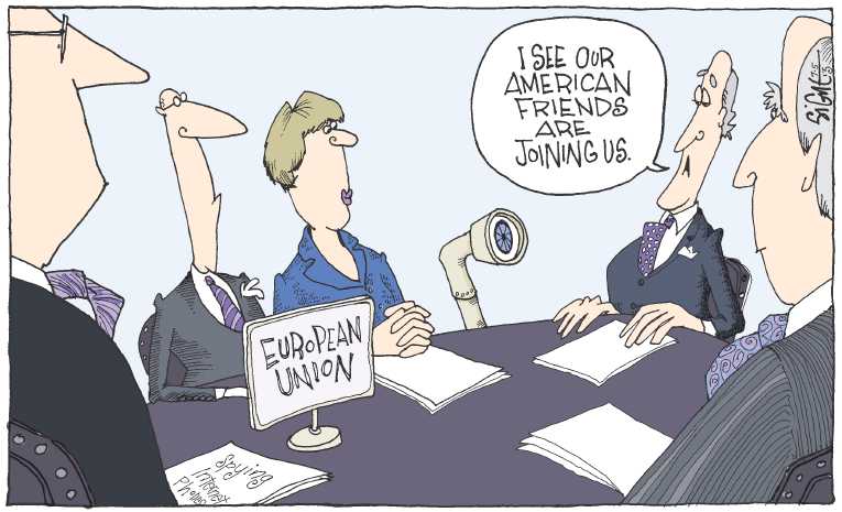 Political/Editorial Cartoon by Signe Wilkinson, Philadelphia Daily News on President Defends Domestic Spying
