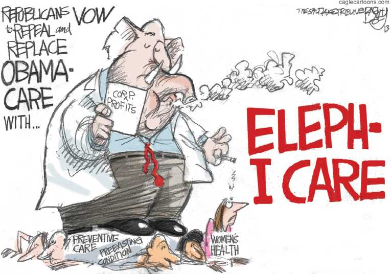 Political/Editorial Cartoon by Pat Bagley, Salt Lake Tribune on GOP Cuts Target Food Stamps