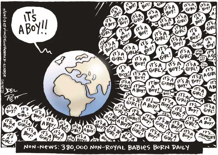 Political/Editorial Cartoon by Joel Pett, Lexington Herald-Leader, CWS/CartoonArts Intl. on Birth!