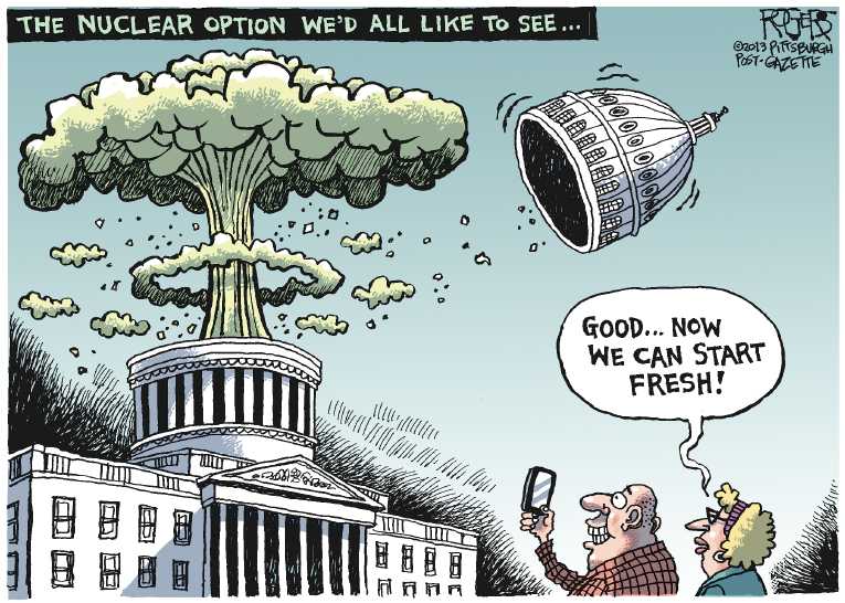 Political/Editorial Cartoon by Rob Rogers, The Pittsburgh Post-Gazette on GOP Taking on Big Issues