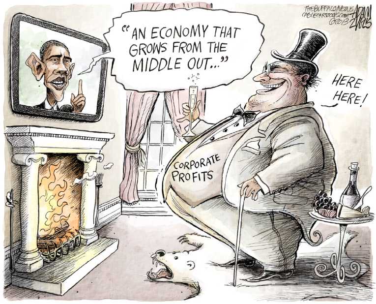 Political/Editorial Cartoon by Adam Zyglis, The Buffalo News on Obama Stumps for Middle Class