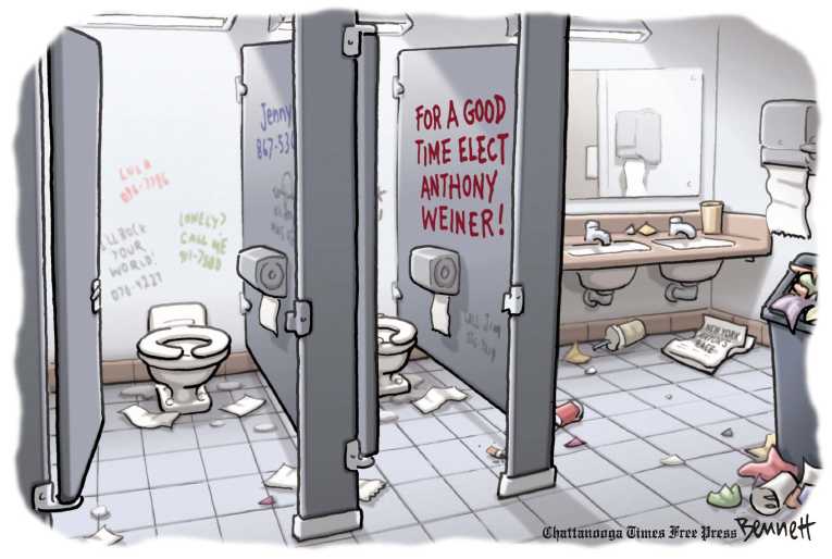 Political/Editorial Cartoon by Clay Bennett, Chattanooga Times Free Press on NY Mayor Race Getting Raunchy
