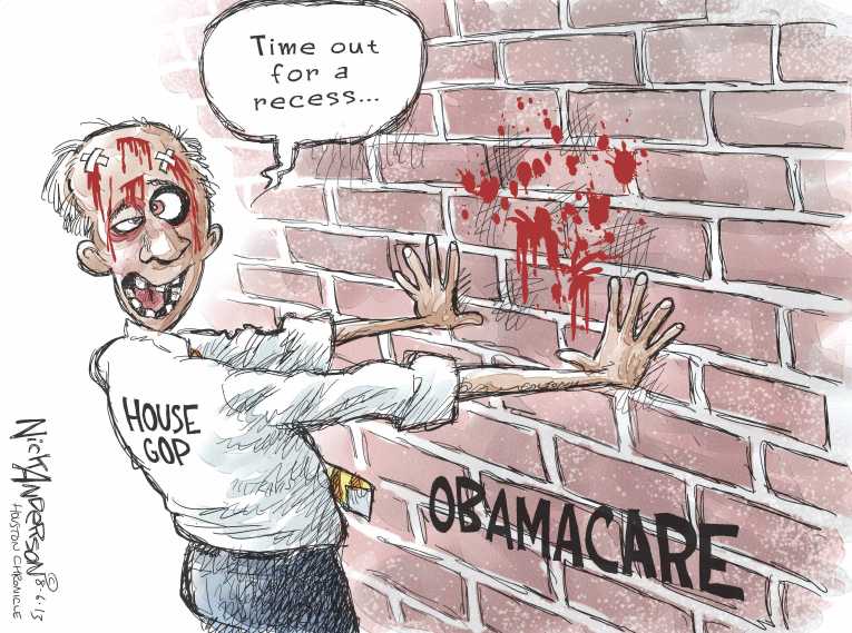 Political/Editorial Cartoon by Nick Anderson, Houston Chronicle on Tea Party Turns Up the Heat
