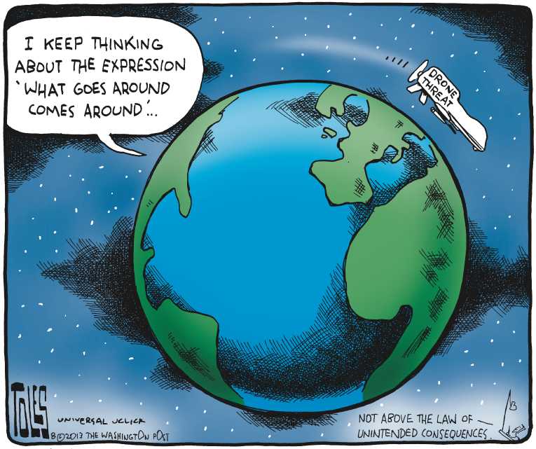 Political/Editorial Cartoon by Tom Toles, Washington Post on World More Dangerous Than Ever