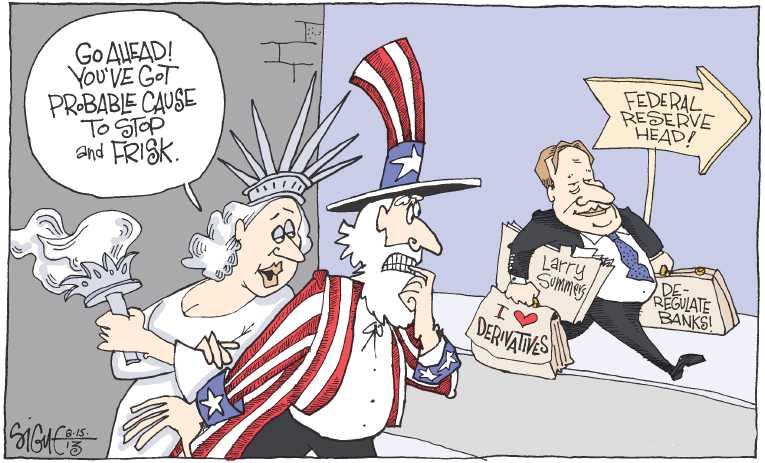 Political/Editorial Cartoon by Signe Wilkinson, Philadelphia Daily News on Stratification of Income Escalates