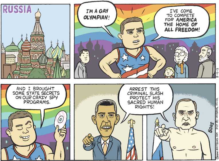 Political/Editorial Cartoon by Matt Bors on Snowden Granted Asylum in Russia