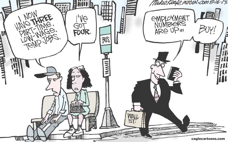 Political/Editorial Cartoon by Mike Keefe, Denver Post on Economy Bouncing Back