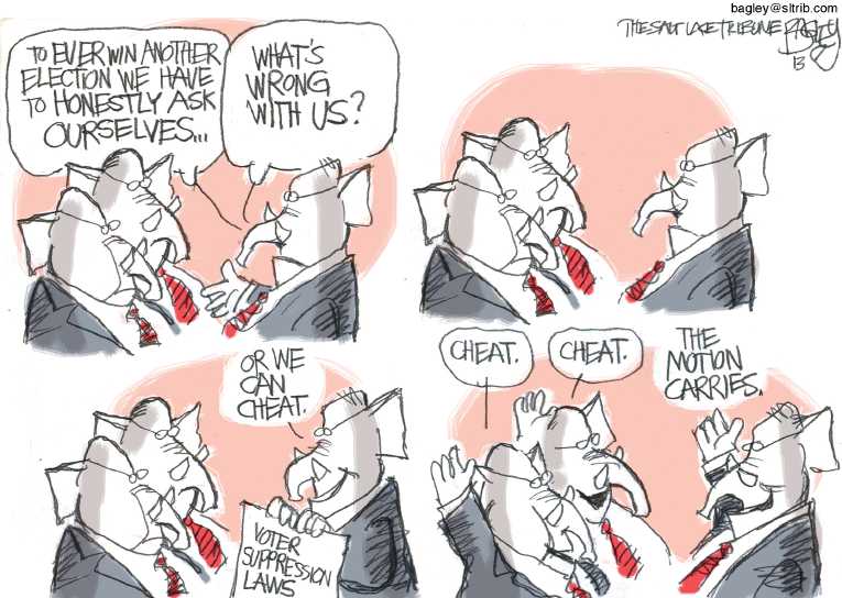 Political/Editorial Cartoon by Pat Bagley, Salt Lake Tribune on GOP Comes Out