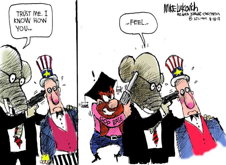 Political/Editorial Cartoon by Mike Luckovich, Atlanta Journal-Constitution on GOP Comes Out