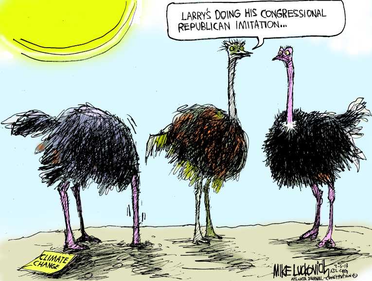 Political/Editorial Cartoon by Mike Luckovich, Atlanta Journal-Constitution on GOP Leaders Take Stand