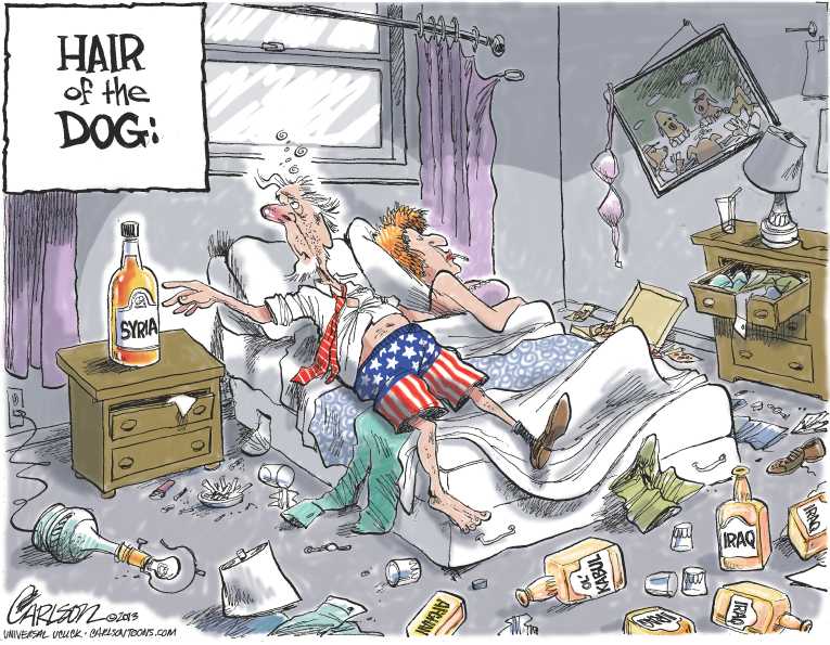 Political/Editorial Cartoon by Stuart Carlson on Obama Pleads for War
