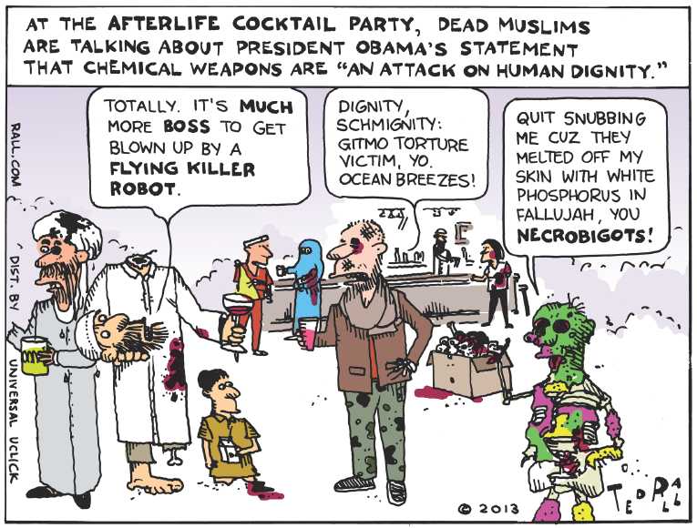 Political/Editorial Cartoon by Ted Rall on Obama Pleads for War