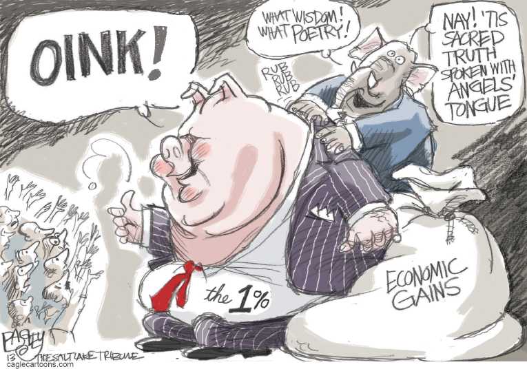 Political/Editorial Cartoon by Pat Bagley, Salt Lake Tribune on Economic Recovery Strong for Some