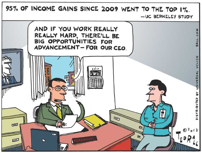 Political/Editorial Cartoon by Ted Rall on Wealth Disparity Widening