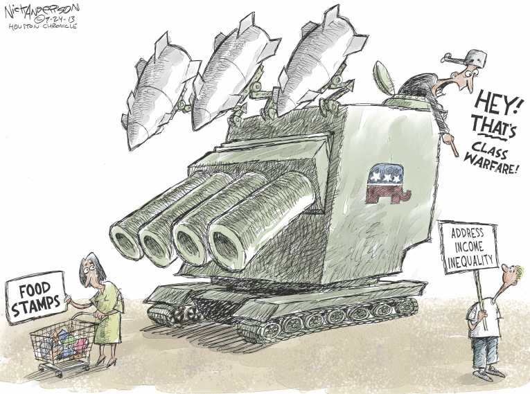 Political/Editorial Cartoon by Nick Anderson, Houston Chronicle on GOP Votes to Cut Food Stamps