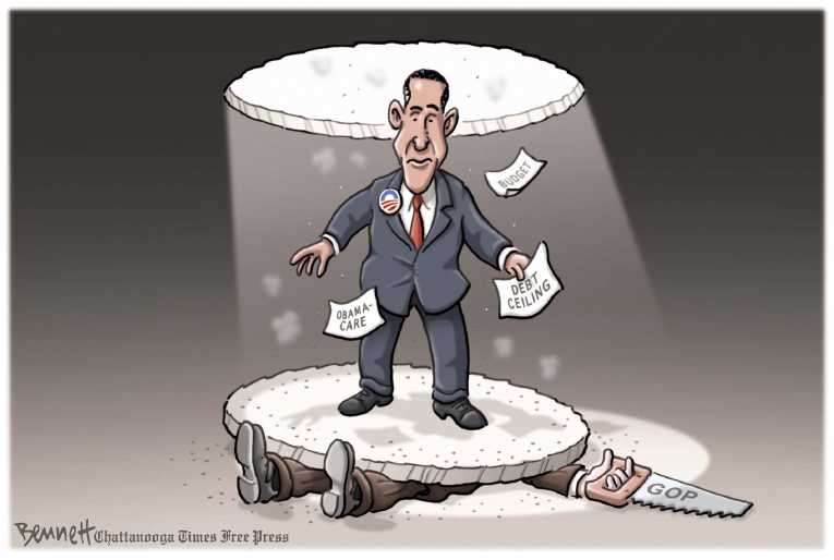 Political/Editorial Cartoon by Clay Bennett, Chattanooga Times Free Press on GOP Votes to Cut Food Stamps