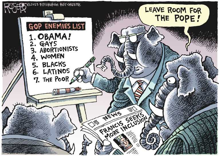 Political/Editorial Cartoon by Rob Rogers, The Pittsburgh Post-Gazette on GOP Votes to Cut Food Stamps