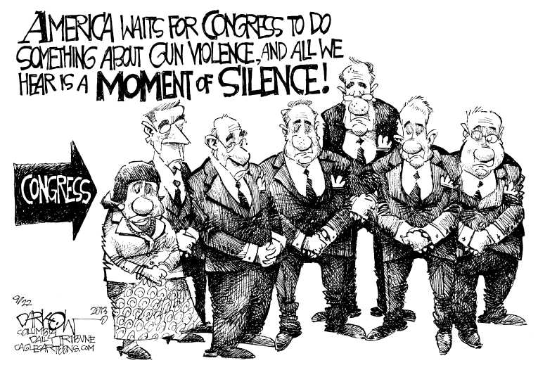 Political/Editorial Cartoon by John Darkow, Columbia Daily Tribune, Missouri on Tighter Gun Regulations Unlikely