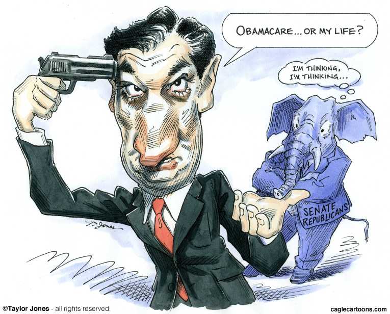 Political/Editorial Cartoon by Taylor Jones, Tribune Media Services on GOP Threatens Gov’t. Shutdown