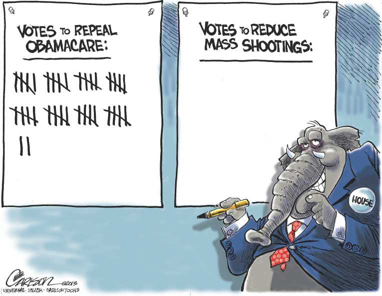 Political/Editorial Cartoon by Stuart Carlson on GOP Threatens Gov’t. Shutdown