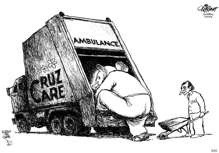 Political/Editorial Cartoon by Pat Oliphant, Universal Press Syndicate on GOP Threatens Gov’t. Shutdown