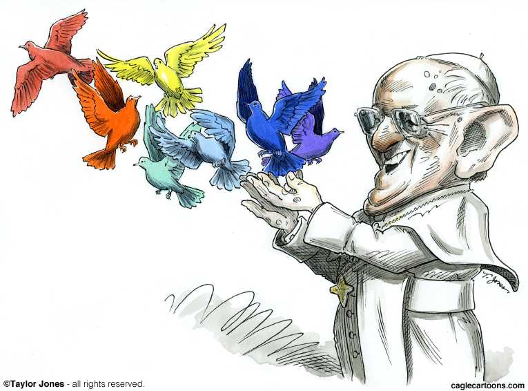 Political/Editorial Cartoon by Taylor Jones, Tribune Media Services on Pope Performs Miracle