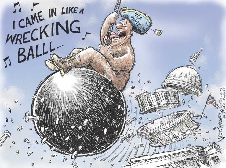 Political/Editorial Cartoon by Nick Anderson, Houston Chronicle on Republicans Declare War!