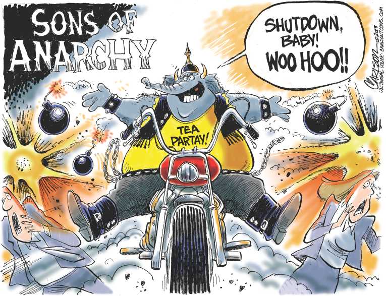 Political/Editorial Cartoon by Stuart Carlson on Government Partially Shuts Down