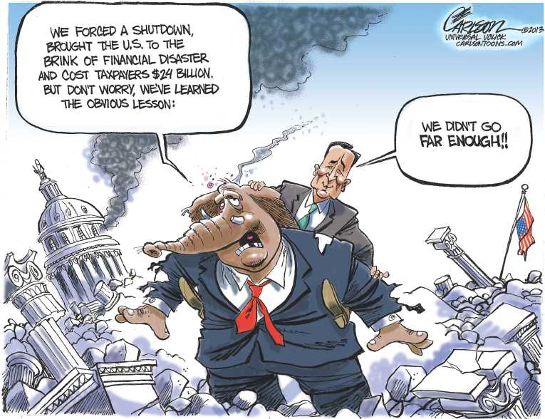 Political/Editorial Cartoon by Stuart Carlson on Tea Party Turns on GOP