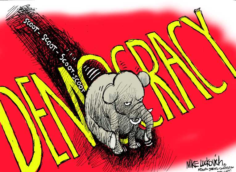 Political/Editorial Cartoon by Mike Luckovich, Atlanta Journal-Constitution on GOP Upset With Site Woes