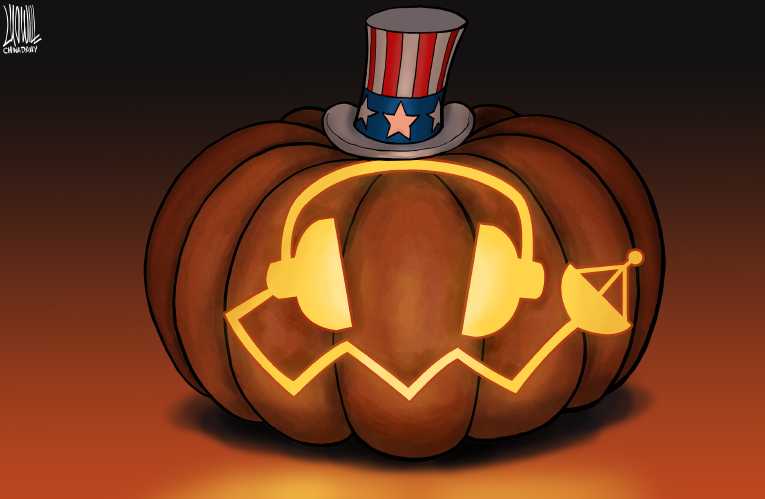 Political/Editorial Cartoon by Loujie, China Daily, Beijing on Nation Celebrates Halloween