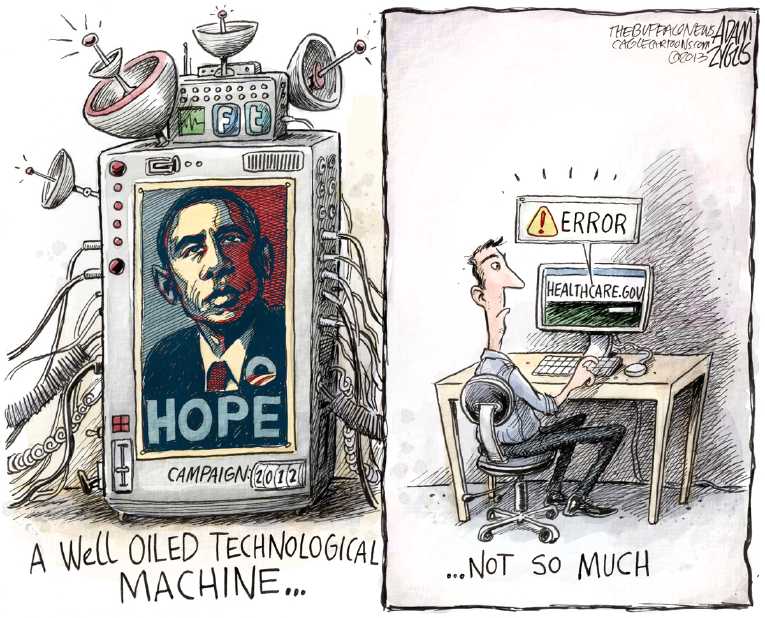 Political/Editorial Cartoon by Adam Zyglis, The Buffalo News on Obama Settling In to 2nd Term