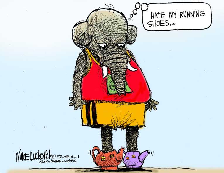 Political/Editorial Cartoon by Mike Luckovich, Atlanta Journal-Constitution on GOP Critical of Obama