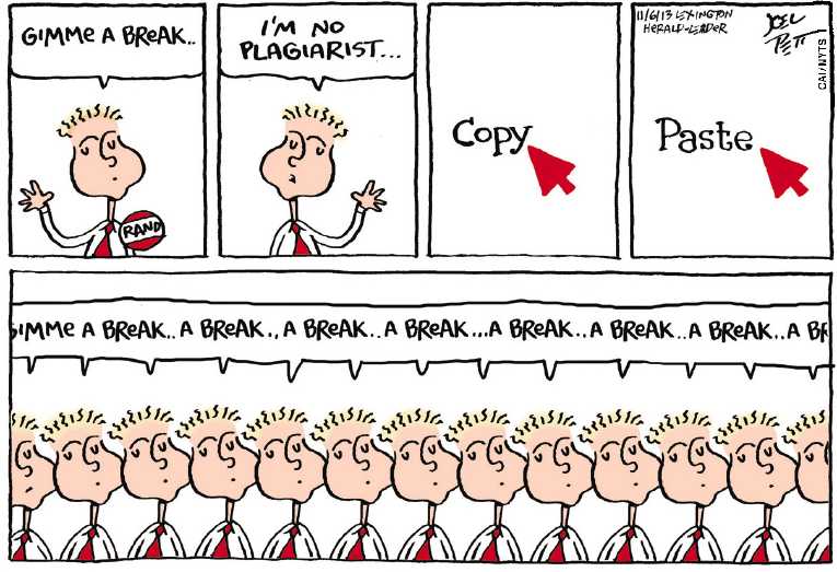 Political/Editorial Cartoon by Joel Pett, Lexington Herald-Leader, CWS/CartoonArts Intl. on Rand Paul Admits to Plagiarism