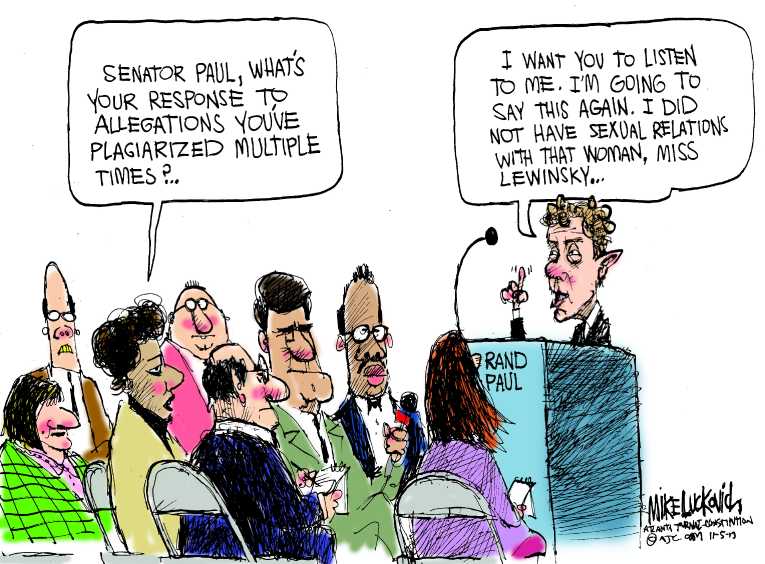 Political/Editorial Cartoon by Mike Luckovich, Atlanta Journal-Constitution on Rand Paul Admits to Plagiarism