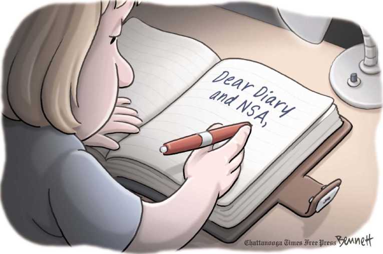 Political/Editorial Cartoon by Clay Bennett, Chattanooga Times Free Press on White House Defends Spying