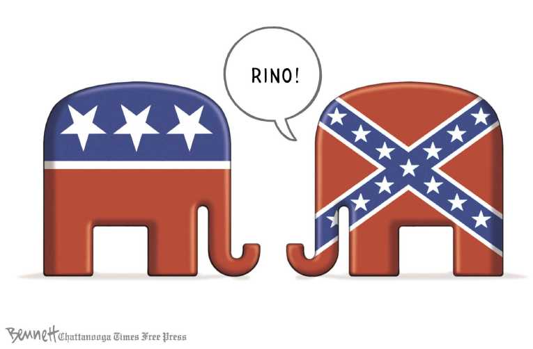 Political/Editorial Cartoon by Clay Bennett, Chattanooga Times Free Press on GOP Infighting Escalates