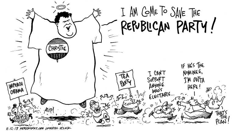 Political/Editorial Cartoon by Tony Auth, Philadelphia Inquirer on GOP Infighting Escalates