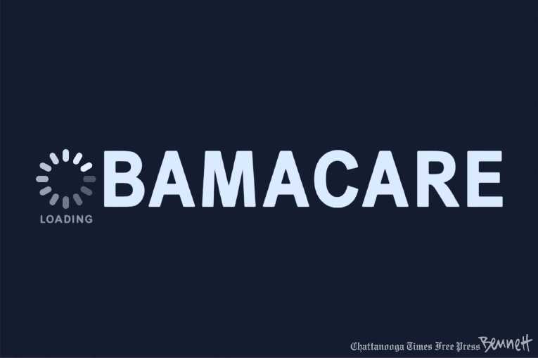 Political/Editorial Cartoon by Clay Bennett, Chattanooga Times Free Press on ObamaCare Site Still Broken