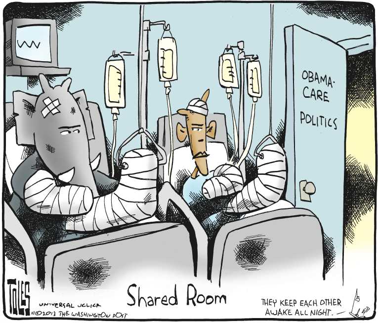 Political/Editorial Cartoon by Tom Toles, Washington Post on ObamaCare Site Still Broken