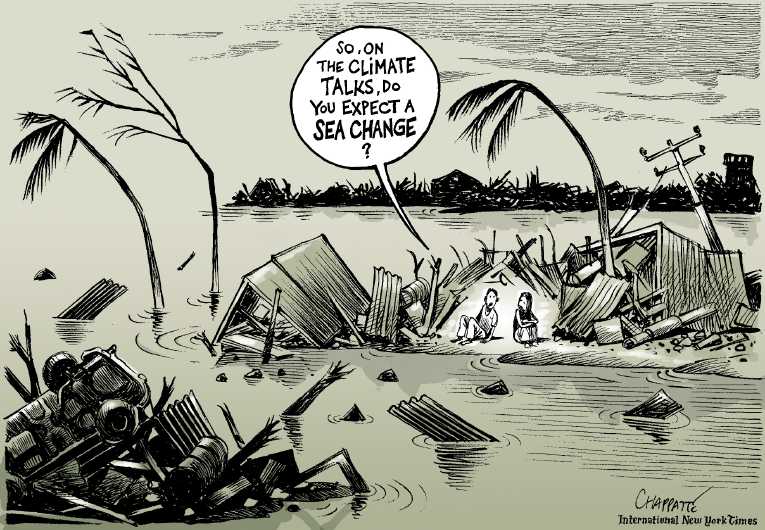 Political/Editorial Cartoon by Patrick Chappatte, International Herald Tribune on Crisis Worsening in Philippines