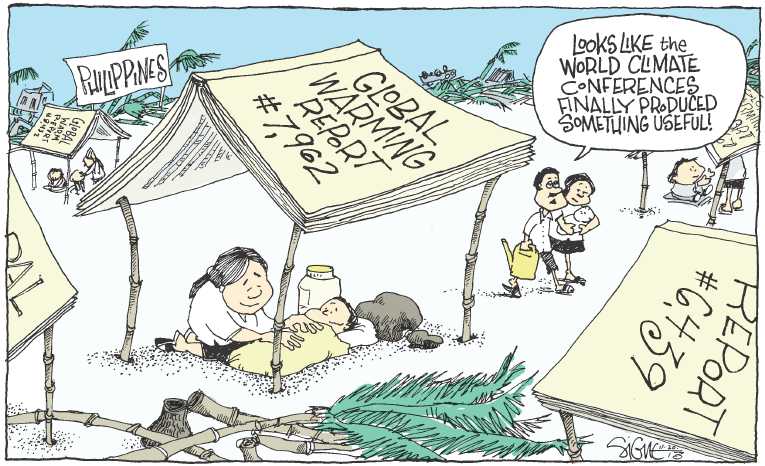 Political/Editorial Cartoon by Signe Wilkinson, Philadelphia Daily News on Crisis Worsening in Philippines