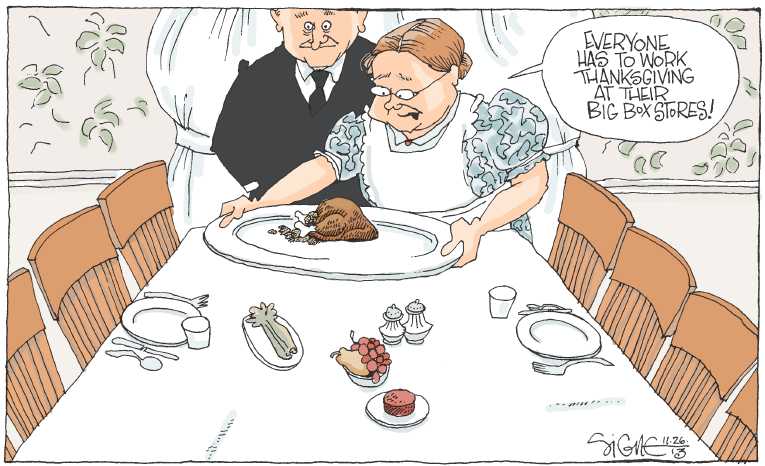 Political/Editorial Cartoon by Signe Wilkinson, Philadelphia Daily News on America Celebrates Thanksgiving